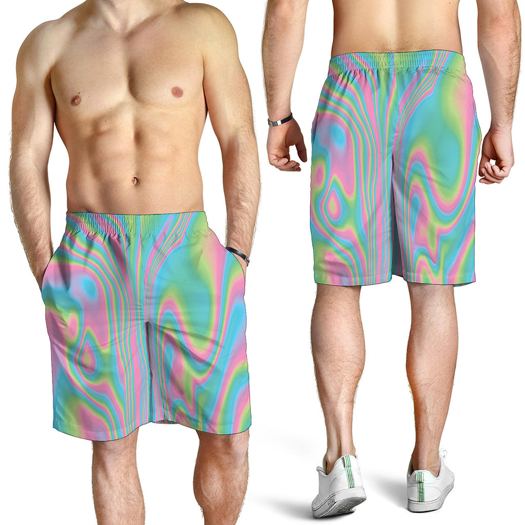 Rainbow Holographic Print Men's Shorts
