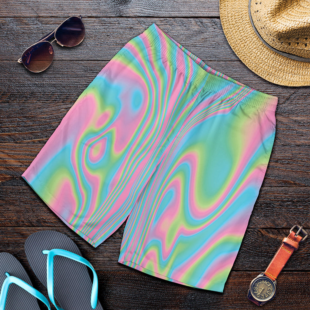 Rainbow Holographic Print Men's Shorts