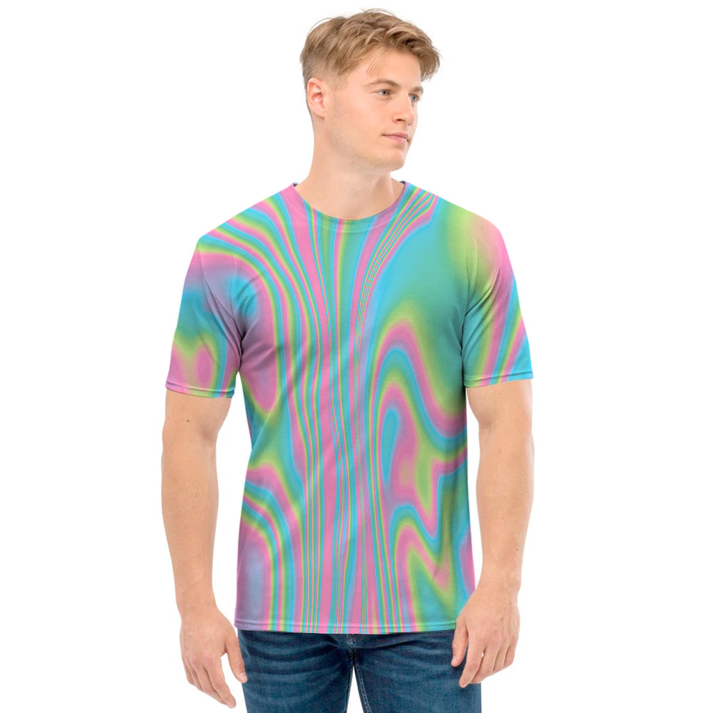 Rainbow Holographic Print Men's T-Shirt