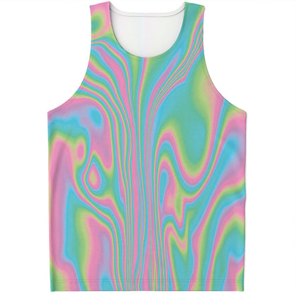 Rainbow Holographic Print Men's Tank Top