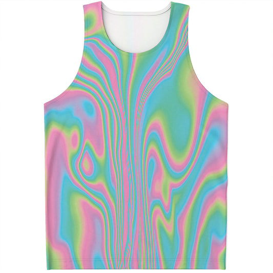 Rainbow Holographic Print Men's Tank Top