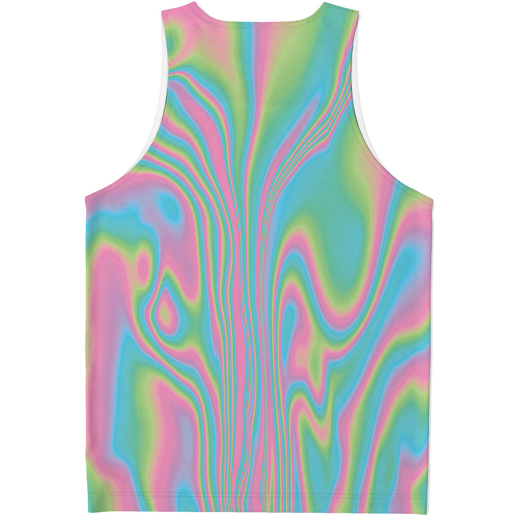 Rainbow Holographic Print Men's Tank Top