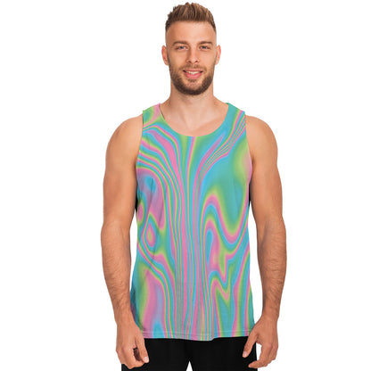 Rainbow Holographic Print Men's Tank Top