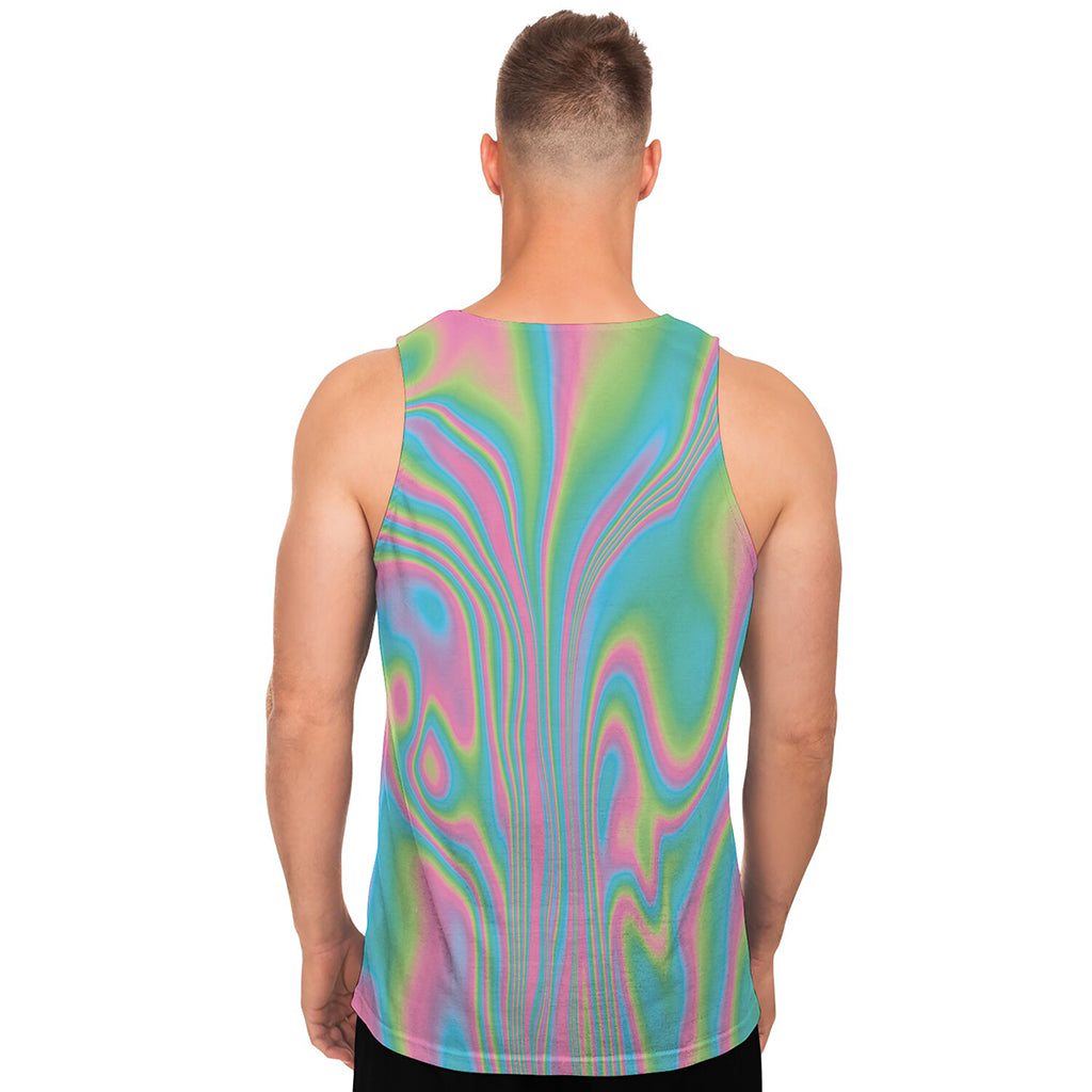 Rainbow Holographic Print Men's Tank Top