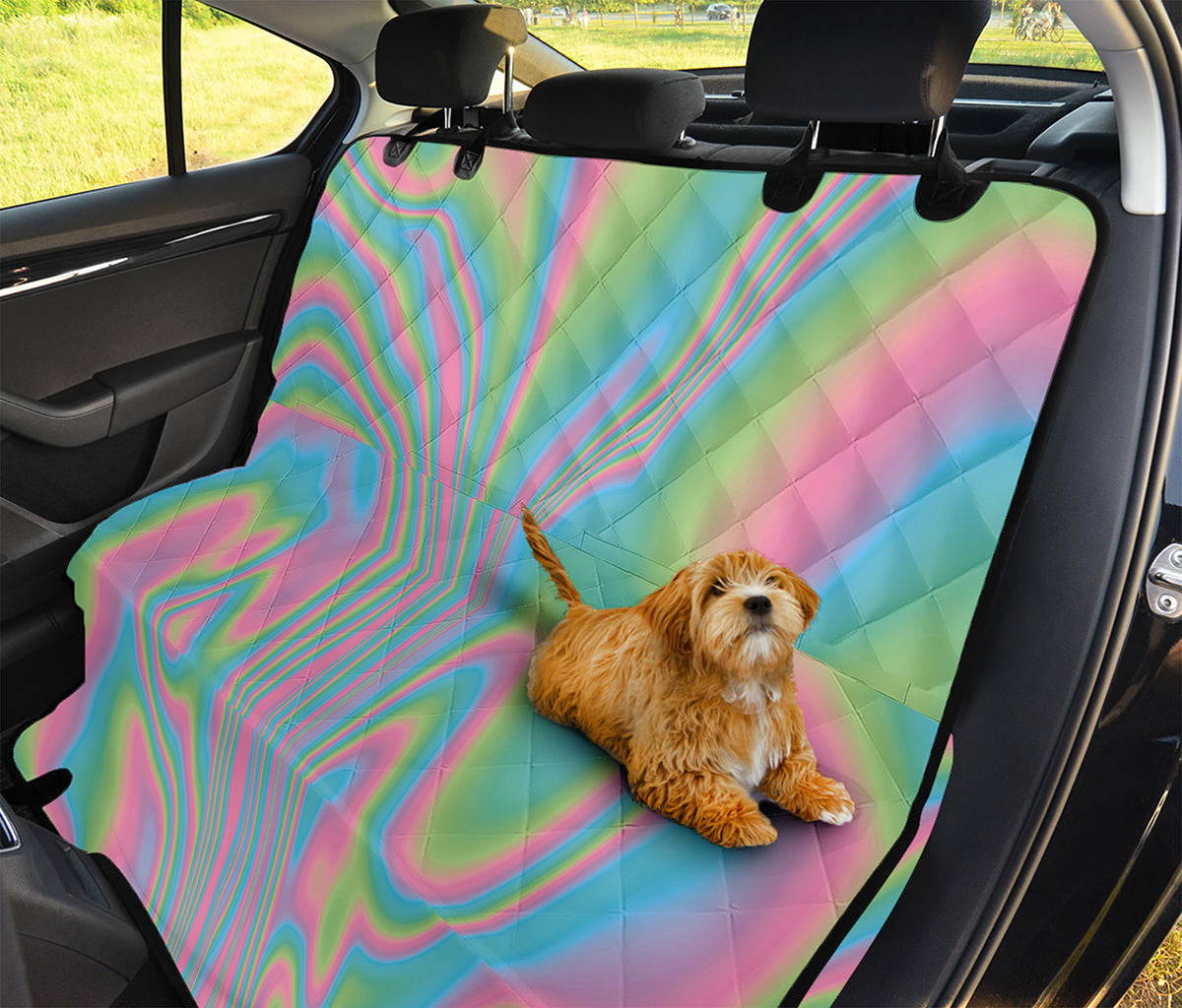 Rainbow Holographic Print Pet Car Back Seat Cover