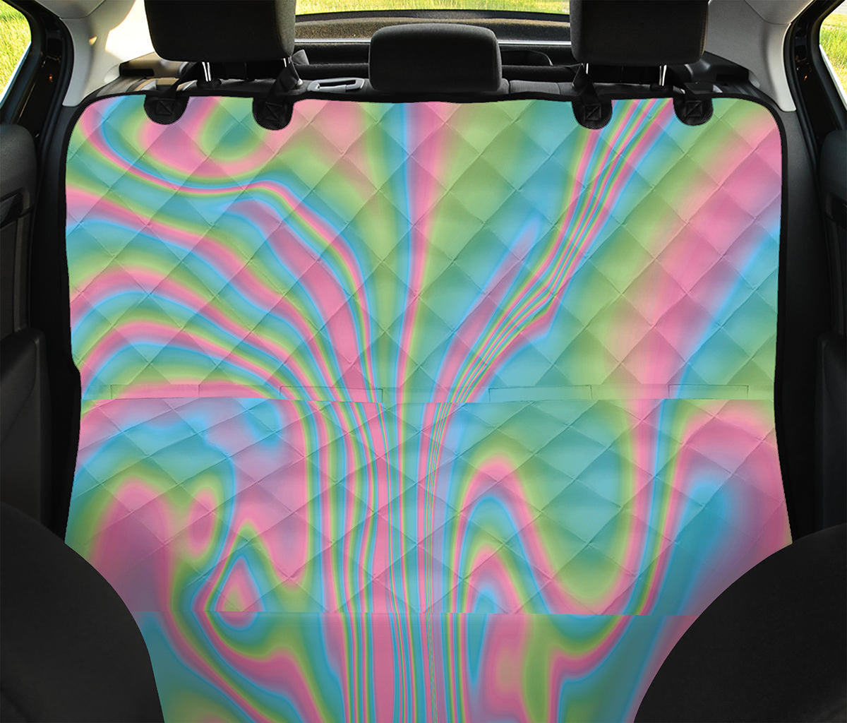 Rainbow Holographic Print Pet Car Back Seat Cover