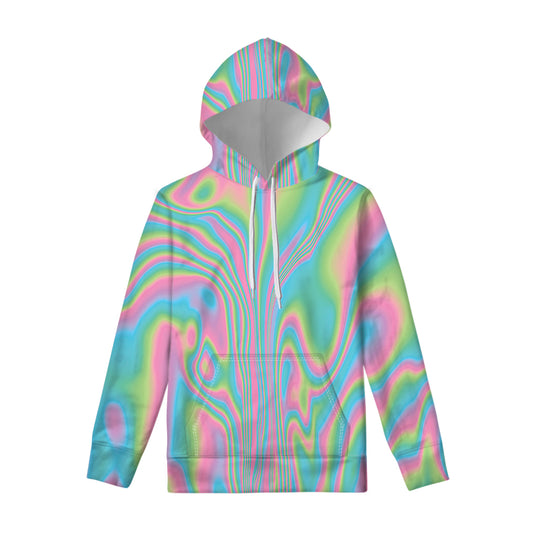 Rainbow Holographic Print Pullover Hoodie