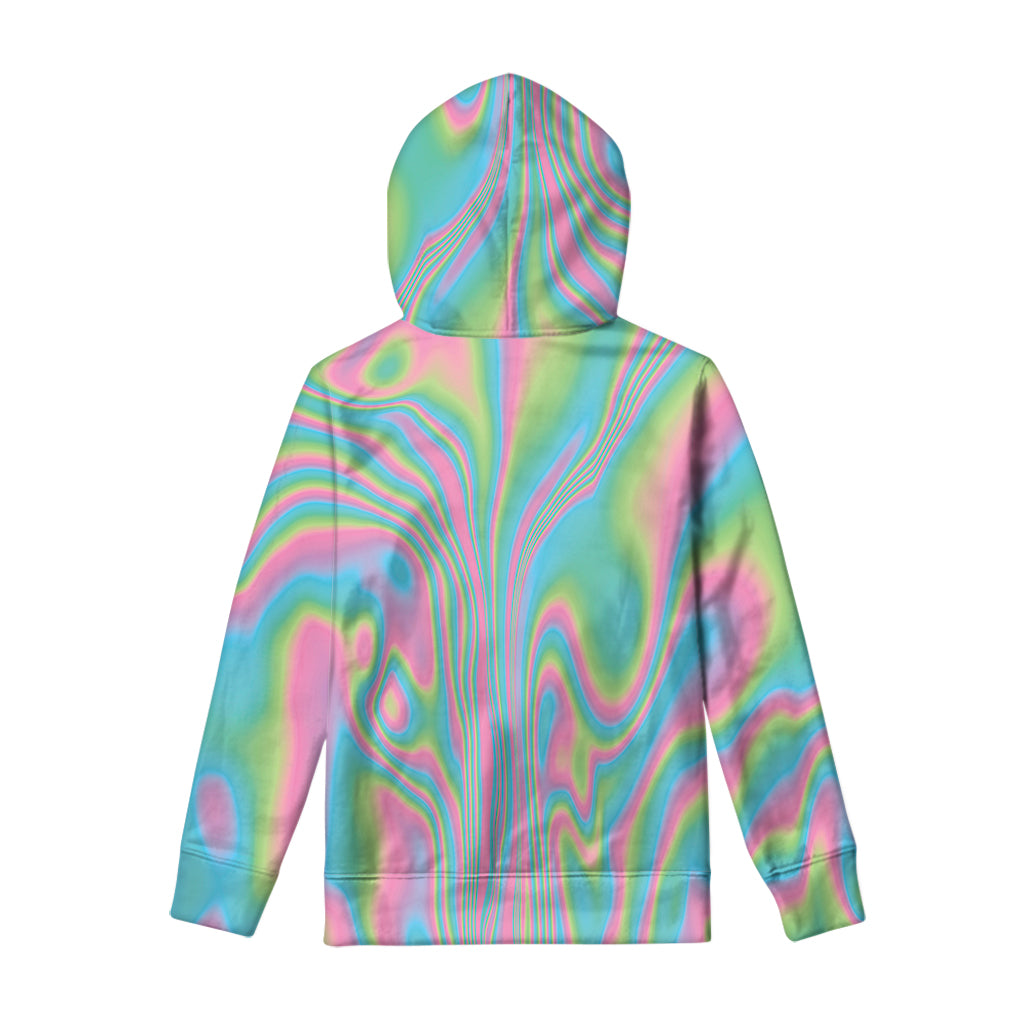 Rainbow Holographic Print Pullover Hoodie
