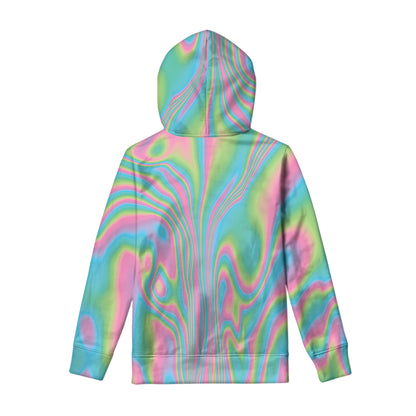 Rainbow Holographic Print Pullover Hoodie