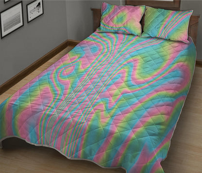 Rainbow Holographic Print Quilt Bed Set