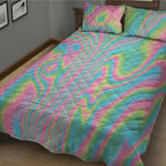 Rainbow Holographic Print Quilt Bed Set