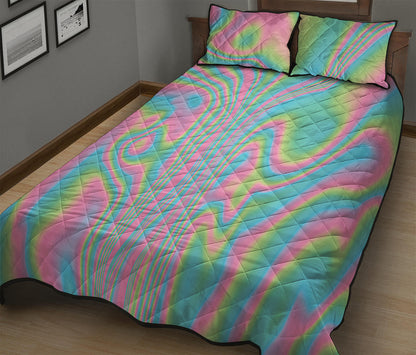Rainbow Holographic Print Quilt Bed Set