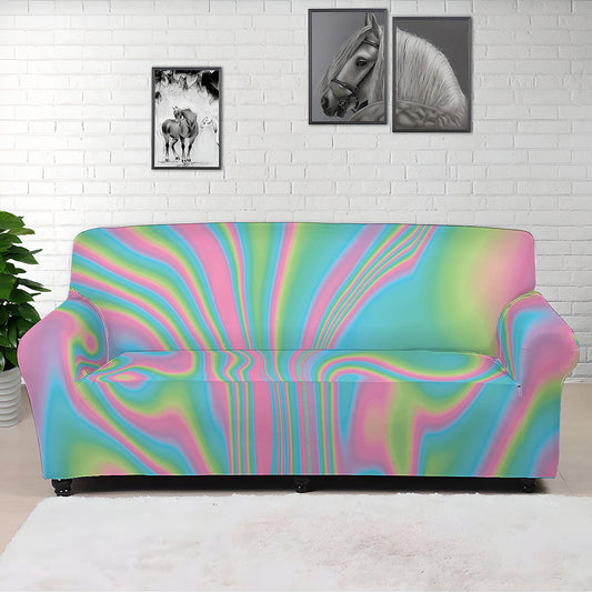 Rainbow Holographic Print Sofa Cover