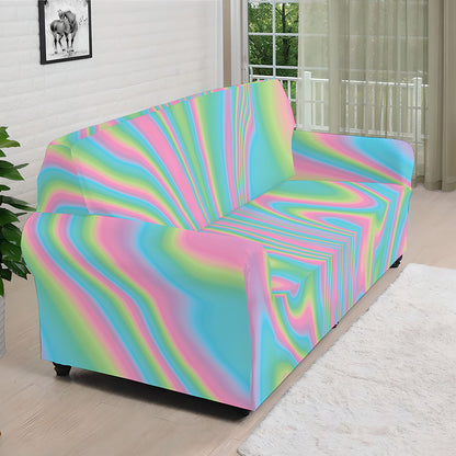 Rainbow Holographic Print Sofa Cover