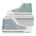 Rainbow Holographic Print White High Top Shoes