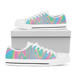 Rainbow Holographic Print White Low Top Shoes