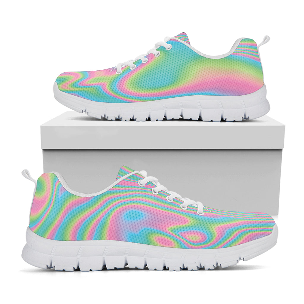Rainbow Holographic Print White Sneakers