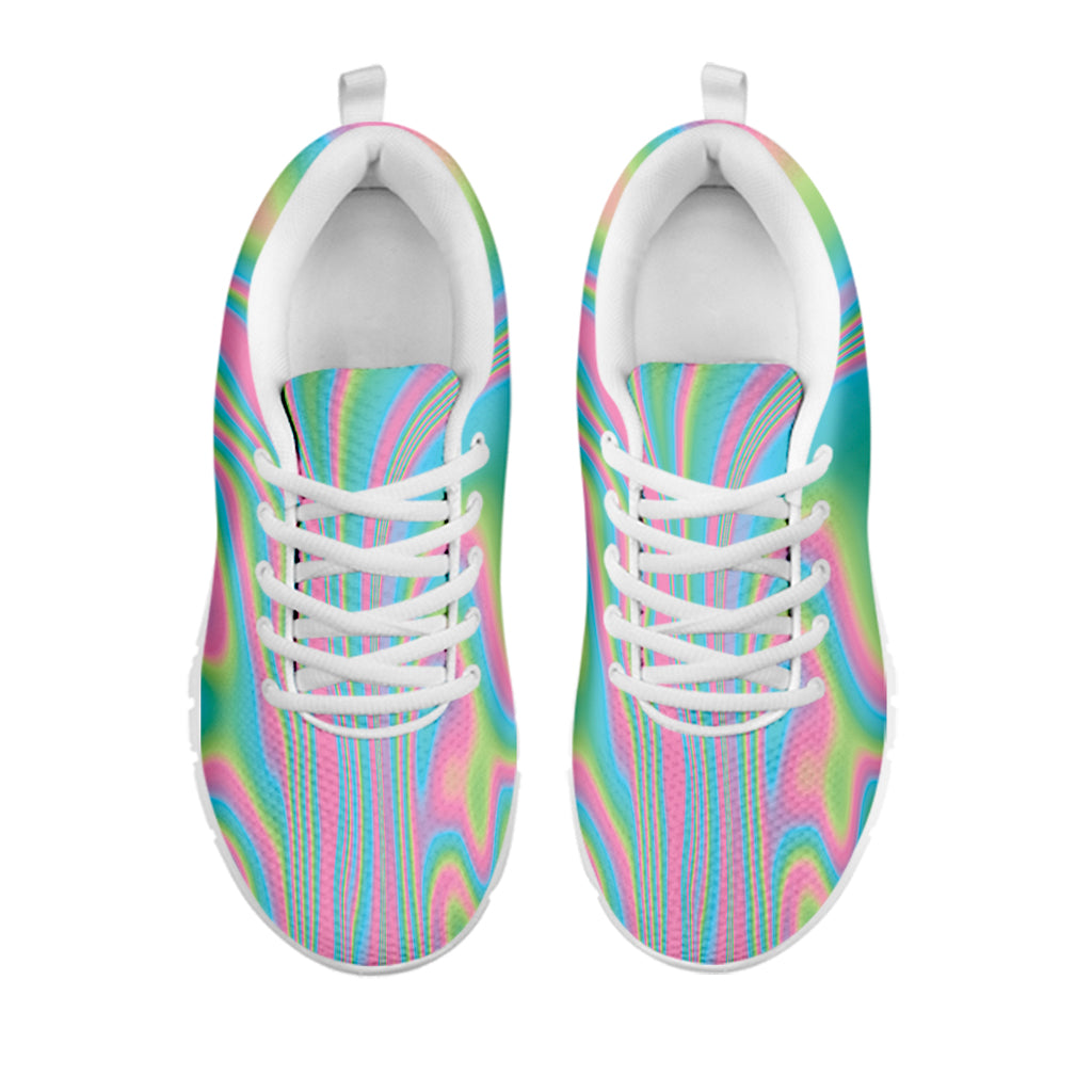 Rainbow Holographic Print White Sneakers