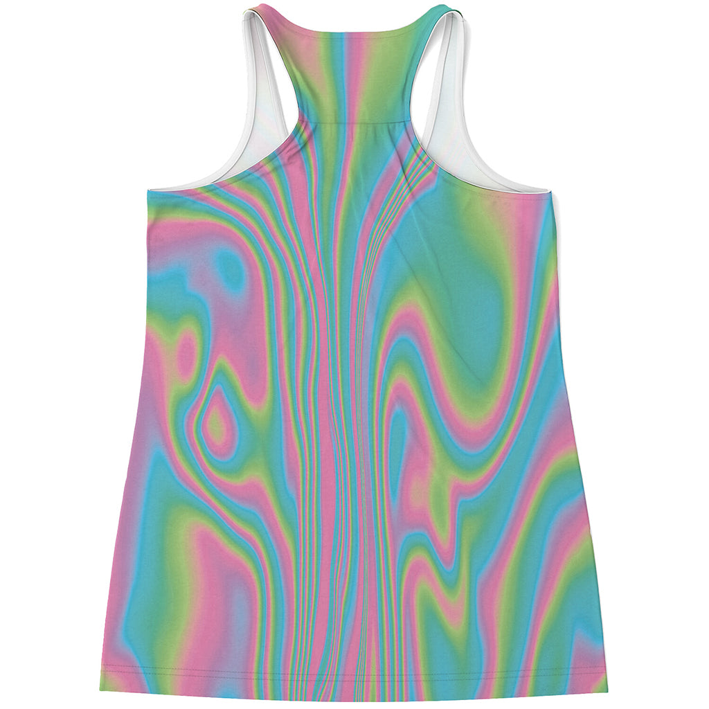 Rainbow Holographic Print Women's Racerback Tank Top