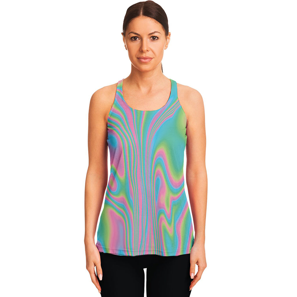 Rainbow Holographic Print Women's Racerback Tank Top