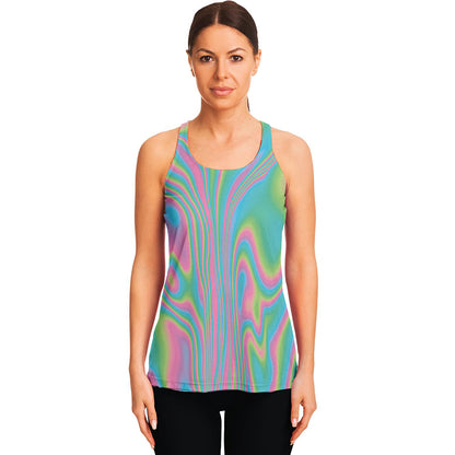 Rainbow Holographic Print Women's Racerback Tank Top