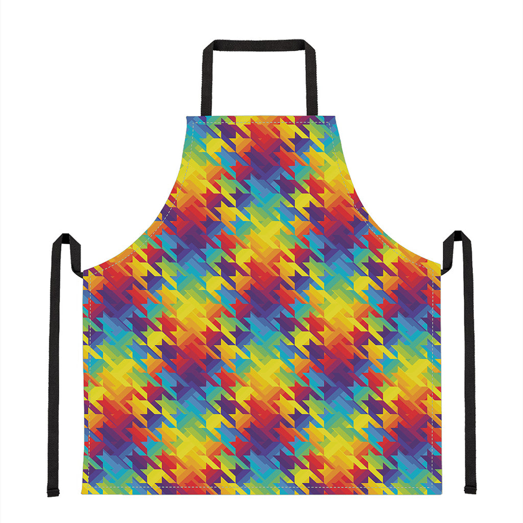 Rainbow Houndstooth Pattern Print Apron