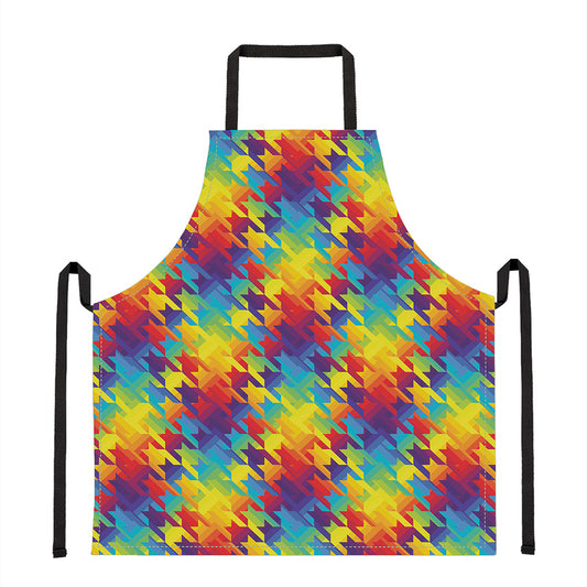 Rainbow Houndstooth Pattern Print Apron