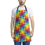 Rainbow Houndstooth Pattern Print Apron
