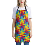 Rainbow Houndstooth Pattern Print Apron
