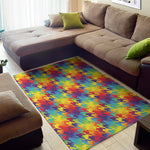 Rainbow Houndstooth Pattern Print Area Rug