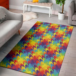 Rainbow Houndstooth Pattern Print Area Rug