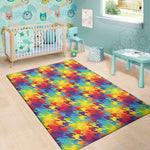 Rainbow Houndstooth Pattern Print Area Rug