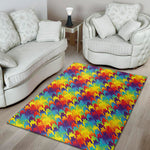 Rainbow Houndstooth Pattern Print Area Rug