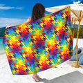Rainbow Houndstooth Pattern Print Beach Sarong Wrap