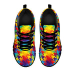 Rainbow Houndstooth Pattern Print Black Sneakers