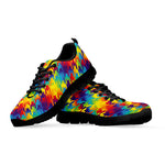 Rainbow Houndstooth Pattern Print Black Sneakers