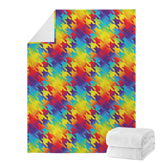Rainbow Houndstooth Pattern Print Blanket