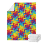 Rainbow Houndstooth Pattern Print Blanket
