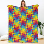 Rainbow Houndstooth Pattern Print Blanket