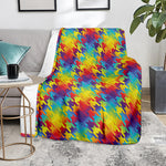 Rainbow Houndstooth Pattern Print Blanket