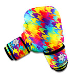 Rainbow Houndstooth Pattern Print Boxing Gloves