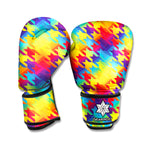 Rainbow Houndstooth Pattern Print Boxing Gloves