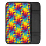 Rainbow Houndstooth Pattern Print Car Center Console Cover