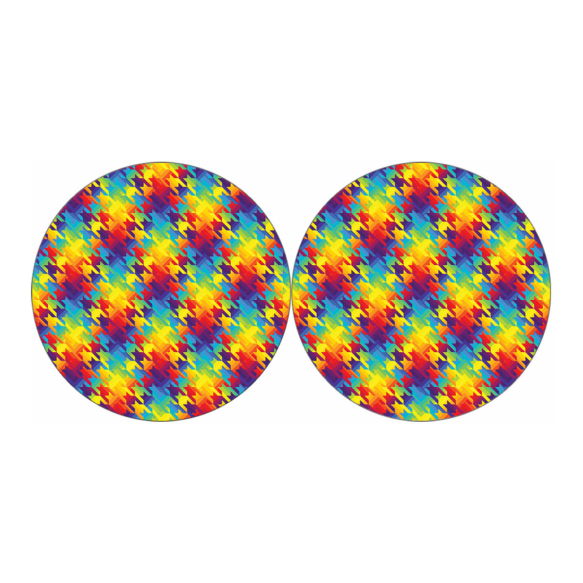 Rainbow Houndstooth Pattern Print Car Coasters