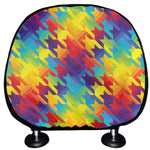 Rainbow Houndstooth Pattern Print Car Headrest Covers