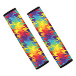 Rainbow Houndstooth Pattern Print Car Seat Belt Covers
