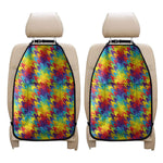 Rainbow Houndstooth Pattern Print Car Seat Organizers