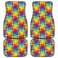 Rainbow Houndstooth Pattern Print Front and Back Car Floor Mats