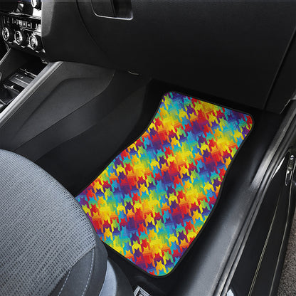 Rainbow Houndstooth Pattern Print Front Car Floor Mats