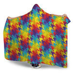 Rainbow Houndstooth Pattern Print Hooded Blanket